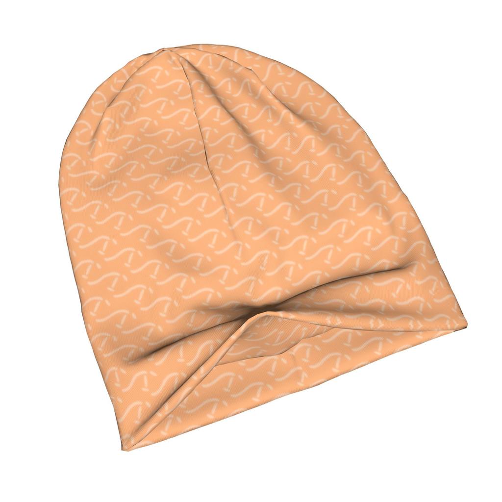 2D Flat Printing Abstract Loose Scribes Print Apricot Glaze Urban-Inspired Adult Beanie Fits Well with Layered Looks Morning Coffee Walks Or Creative
