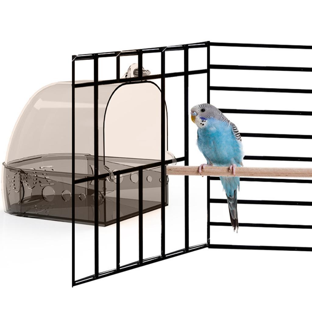 Plastic Thicken Gray Black Parrots Multifunction Activity Feeding Box Bird Cage Hanging Bathtub