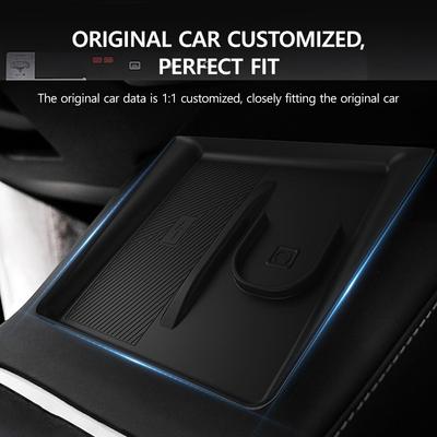 Chargeur sans fil de voiture 2-en-1 en silicone pour Tesla Model Y Juniper 2025 Accessoires antidérapants pour téléphone portable et écouteurs