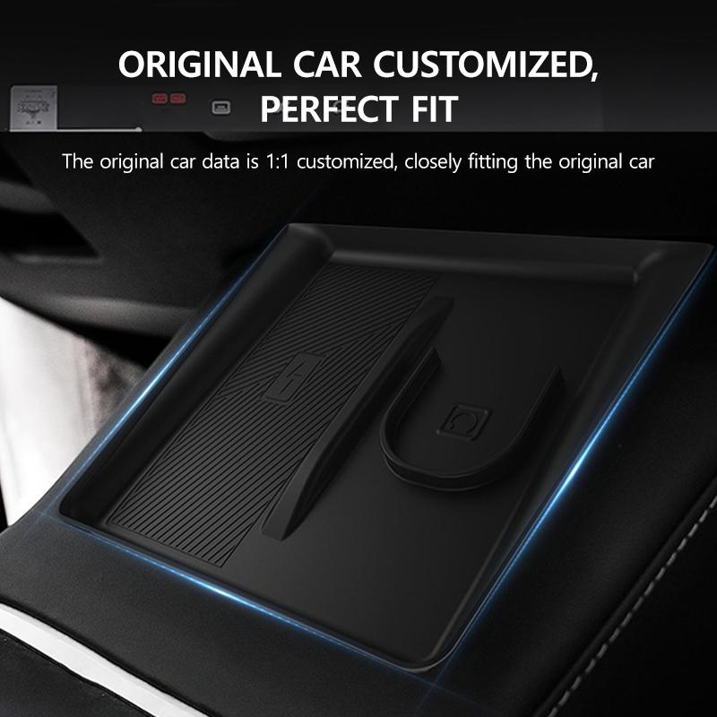 Car Wireless Charging 2-in-1 Silicone Pad for Tesla Model Y Juniper 2025 Anti-skid Accessories for Mobile Phone and Earphones
