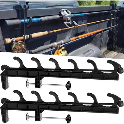 2 Sets Angelrutenhalter für LKW-Ladefläche, Hält 4 Ruten, Passt auf 6 cm dicke Schienen, Einfach zu installierendes Aufbewahrungsregal für Kajak- und Fliegenruten