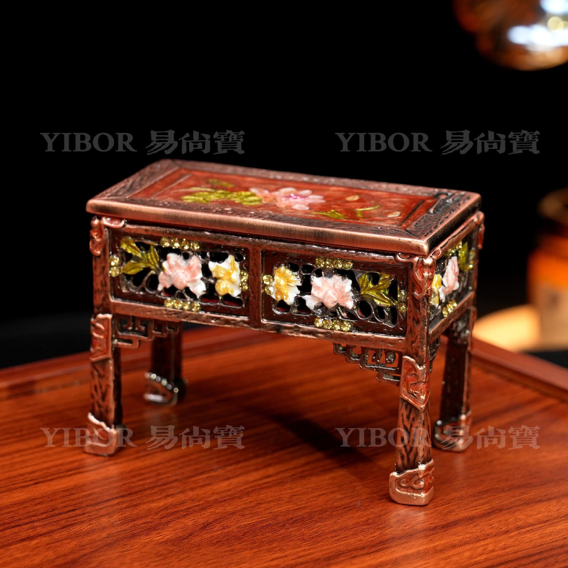 

Metal Cloisonne Vintage Home Decor, Enamel Craft Ornament for Micro Landscape, Creative Retro Furnishing Art Piece
