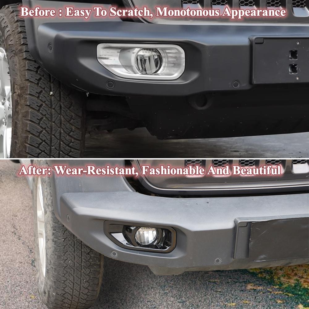 Glossy Balck Car Front Fog Light Lamp Decoration Cover Stickers for Jeep Wrangler JL Gladiator JT 2018-2025 Exterior Accessories