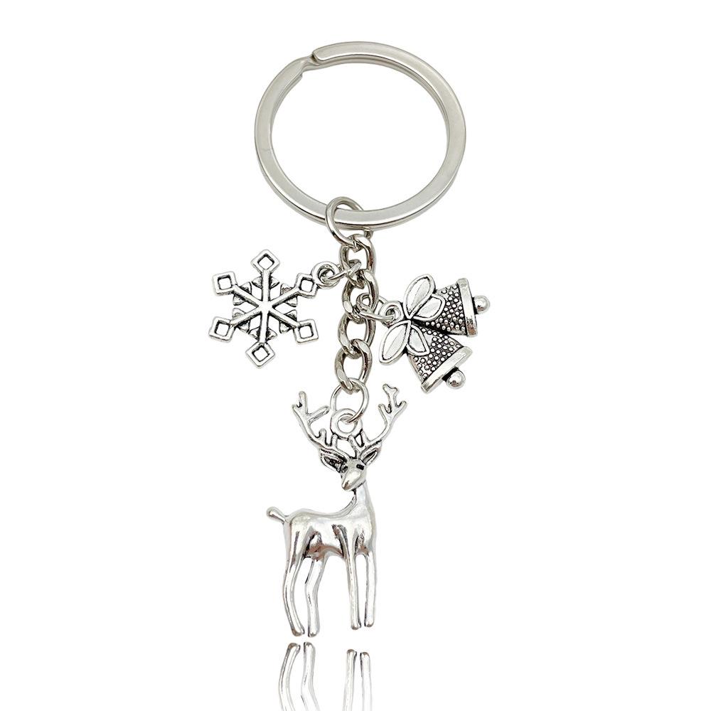 Exquisite Christmas Keychain: Santa, Reindeer, Gift Box, and Bell Ornaments Pendant