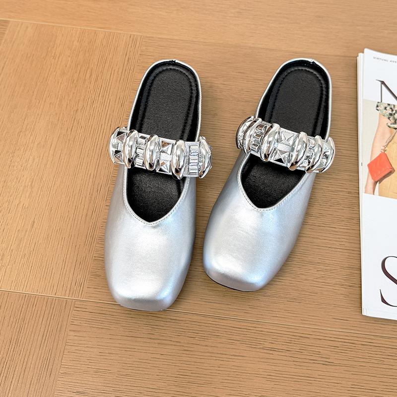 

Сладкие и крутые туфли-лодочки со стразами женские новые с внутренней высотой, увеличивающей рост, для ношения на улице, с сумкой, с квадратным носком и полузадником 39 серебряный