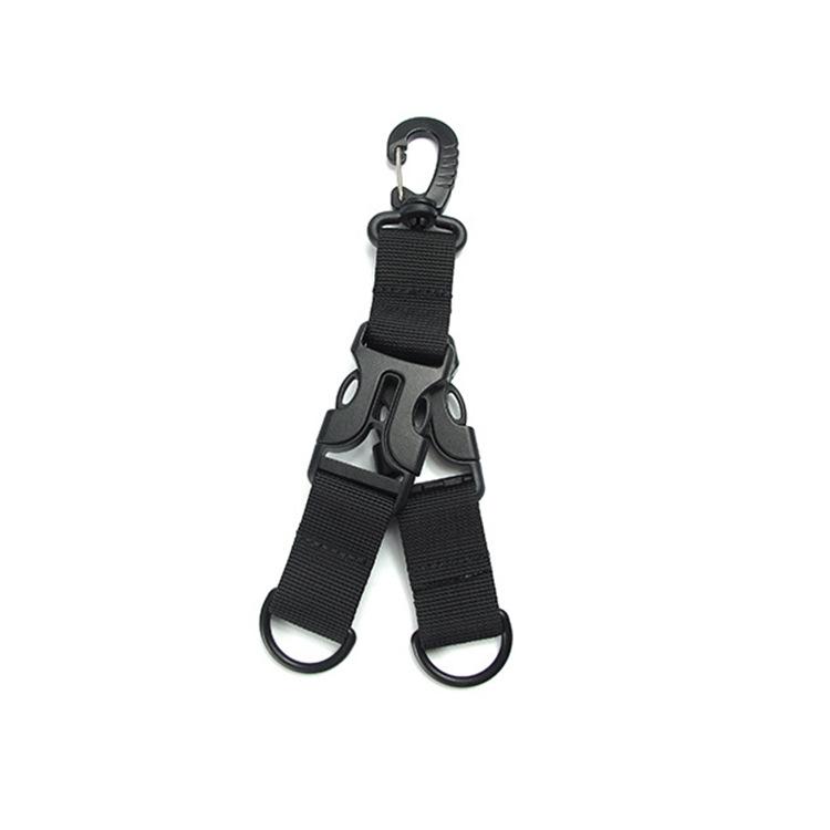 Multifunctional Carabiner Keychain with Tactical Quick Release Nylon Webbing 20x2.5 cm