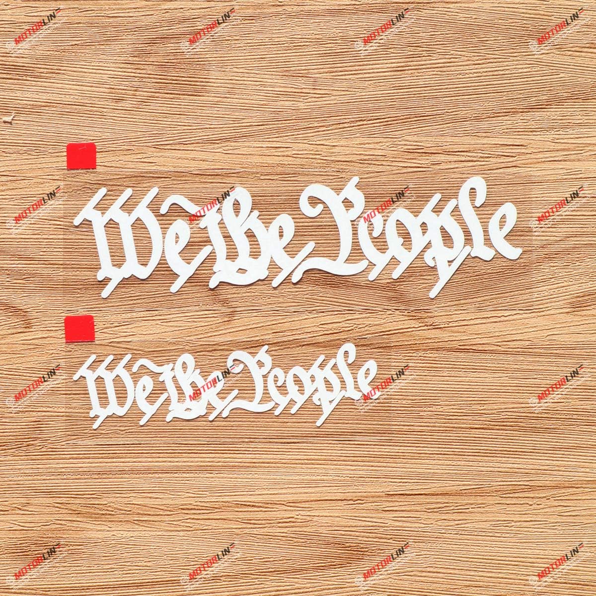 

We The People Quote Words Vinyl Decal Sticker - 2 Pack White, 4 Inches, 6 Inches - No Background for Car Boat Laptop