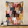 Colorful Cute Cat Faces Pattern Animal Art Design Patterned Tapestry for Bedroom and Living Room Home Decor