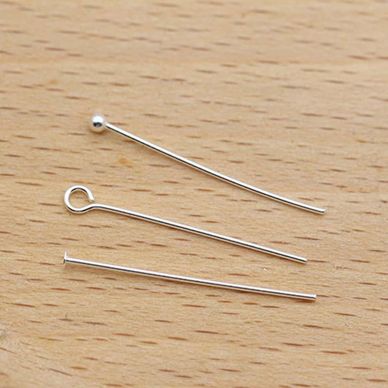 6pcs Real Pure Solid 925 Sterling Silver Needle Pins for DIY Jewelry Making Findings Earring Necklace Connector Part Base