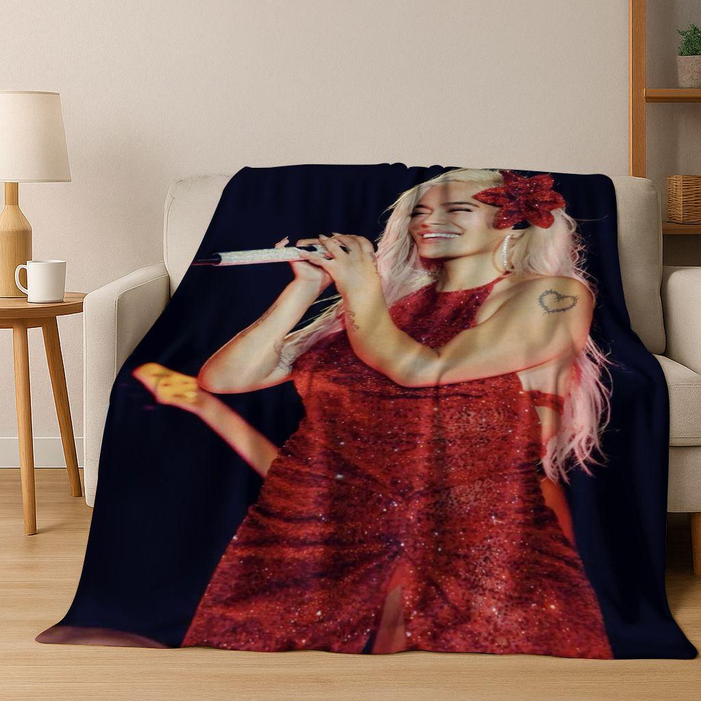 3D Karol G Singer Carolina G Art Flannel Blanket,Cozy Soft Throw Blanket for Home Bedroom Bed Sofa Picnic Office Cover Gift