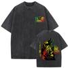 Camiseta Masculina Vintage Lavada Bob Marley Origem Reggae One Love Gráfica Camiseta Clássica Masculina Algodão Camisetas Oversized Masculinas