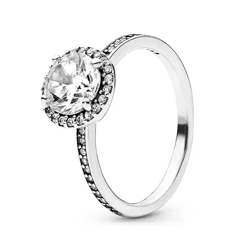 925 Sterling Silver Shiny Classic Square Crown Heart-shaped Ring Exquisite Luxury Charm Jewelry Holiday Surprise Gifts