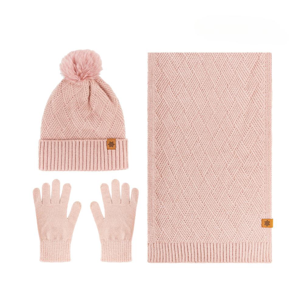 Women's Three Sizes To Choose From: Knitted Hat, Scarf, Glove, Women's Autumn and Winter Outdoor Warm Double Layer Knitted Hat