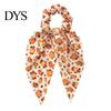 Autumn Theme Hair Ties for Gifts Fall Pumpkin Maple Leaf Tie Women, Bow Knot Ribbon Ponytail Elastic Bands Thick Holder, Soft Fabric Accessory