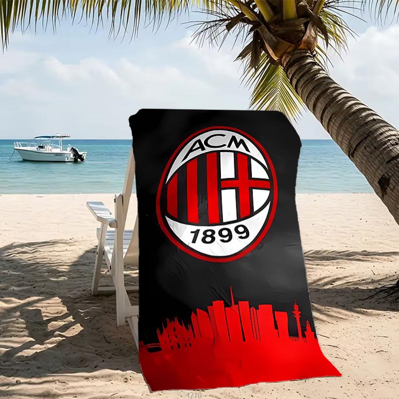 Beach Towel with Associazione Calcio Milan Pattern - soft,absorbent,machine washable Lightweight&Modern,swimming,Travel Essentials