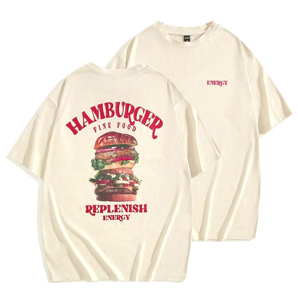 A Huge Hamburger T-Shirt Female Summer Comfortable Tee Shirts Breathable Soft Crewneck Top Women Casual Clothes