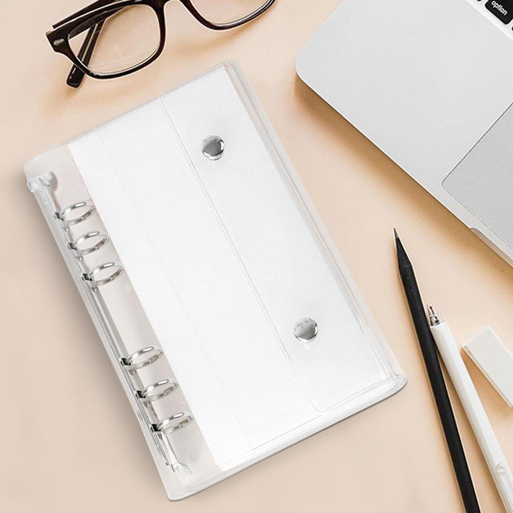 A6 A7 Şeffaf 6 Halkalı Klasör Kapağı Şeffaf PVC Not Defteri Kapanışlı Klasör Kapağı Halkalı Planlayıcı Sayfaları için Yaprak Dosya