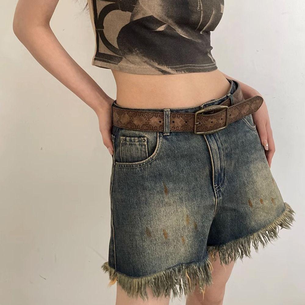 Metal Buckle Y2k Style Waist Belt Flower Trouser Decoration  Trouser Decoration