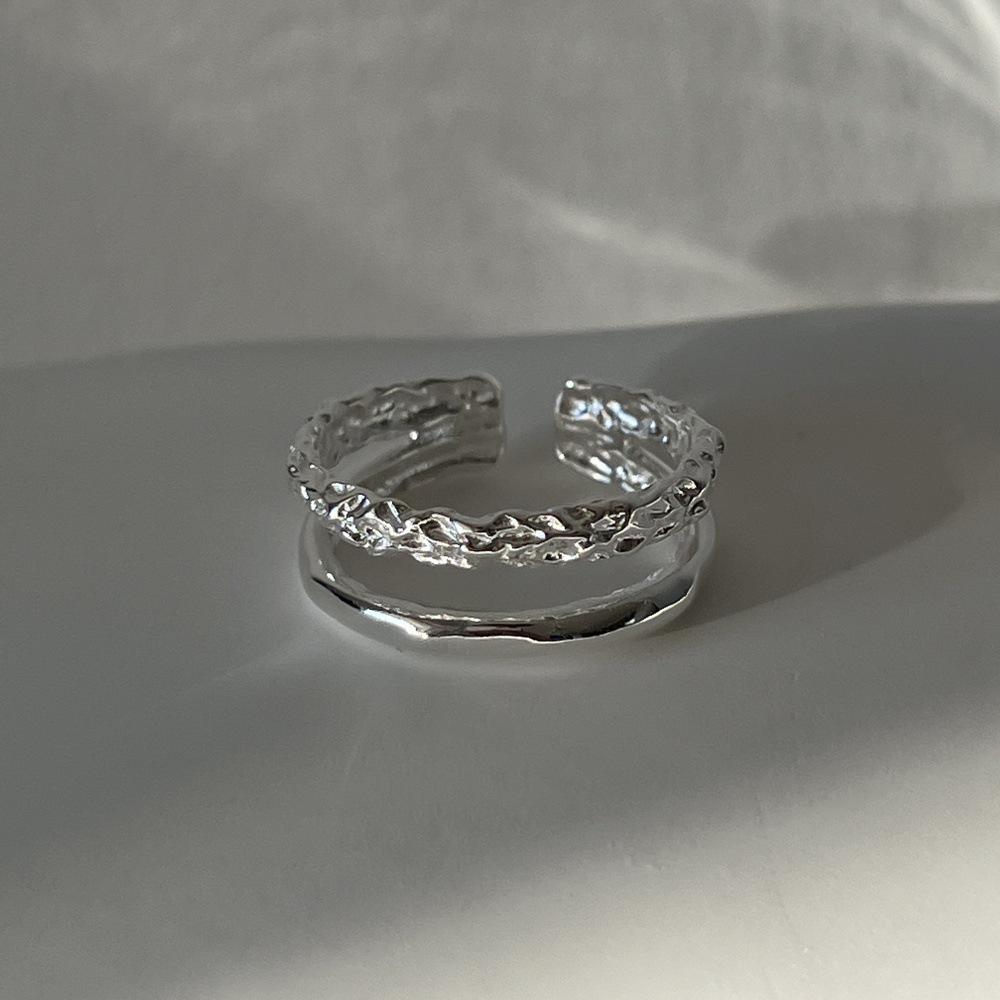 S925 Sterling Silver Korean Style Adjustable Open Ring for Women - Niche Light Luxury Trendy Colorfast High-End Feel