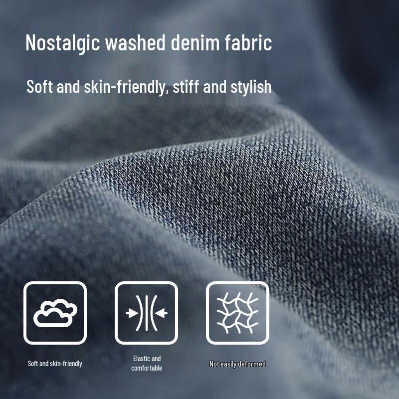 CAMEL Men's Retro Straight-Leg Washed Denim Jeans M14CAJB737