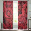 Valentine 'S Day Red Rose Flower Tulle Curtains For Living Room Bedroom Home Decor Chiffon Sheer Voile Kitchen Curtain