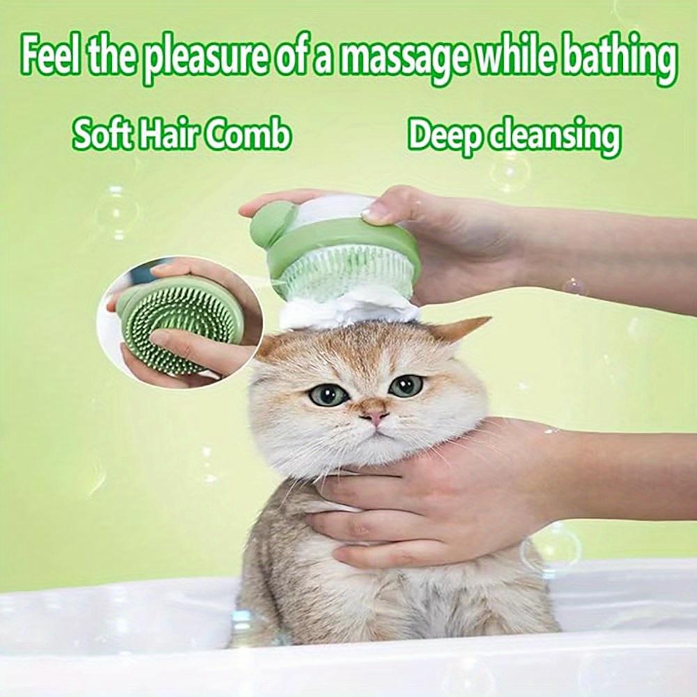 Dog Bath Scrubber Brush Pet Grooming Soft Massage Cleaning Comb Suitable for Long Short Hair Dog/Cat Showers with Soap Dispenser