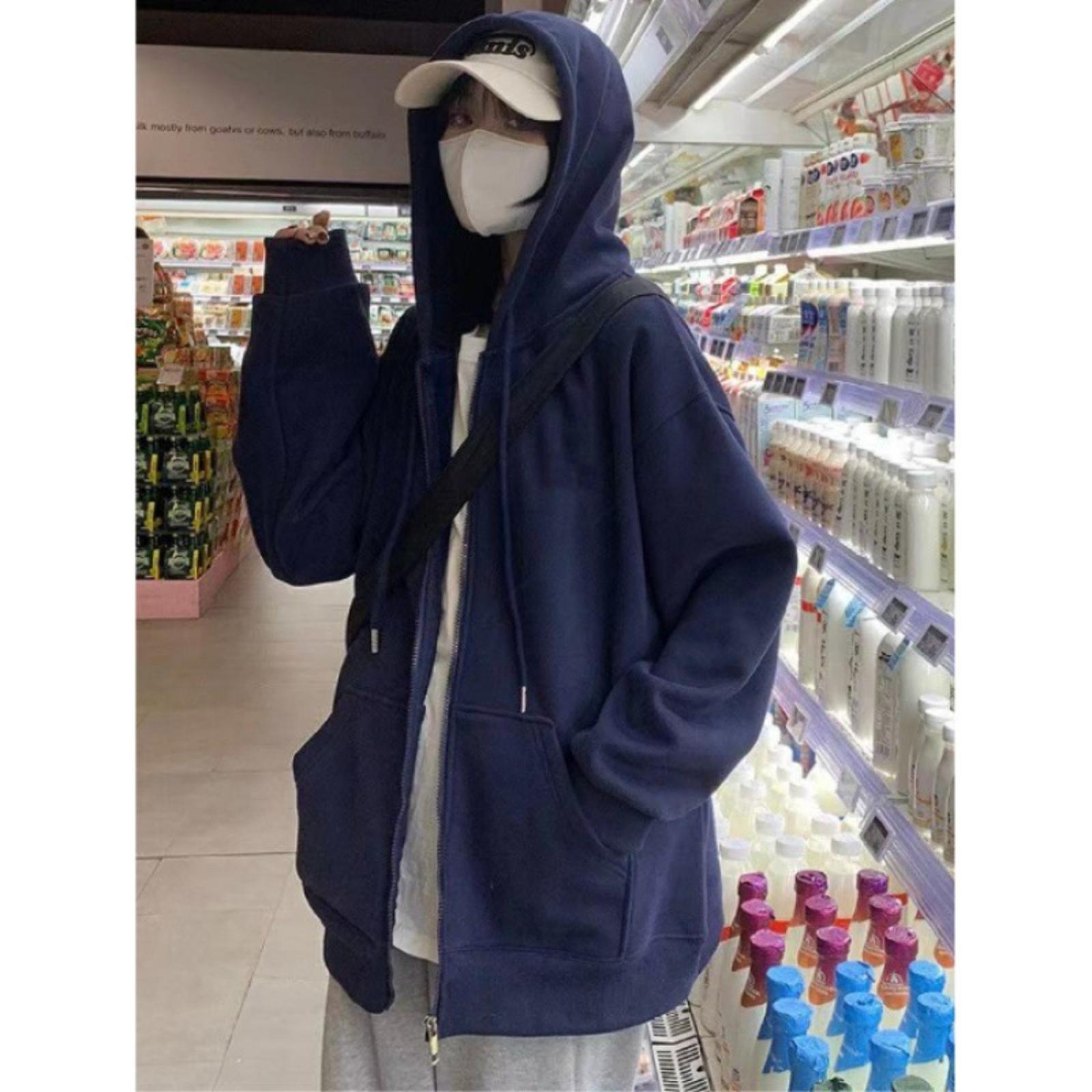 Women s Hooded Sweatshirt Fashion Loose Zipper Sweatshirt Jacket L 1484₽