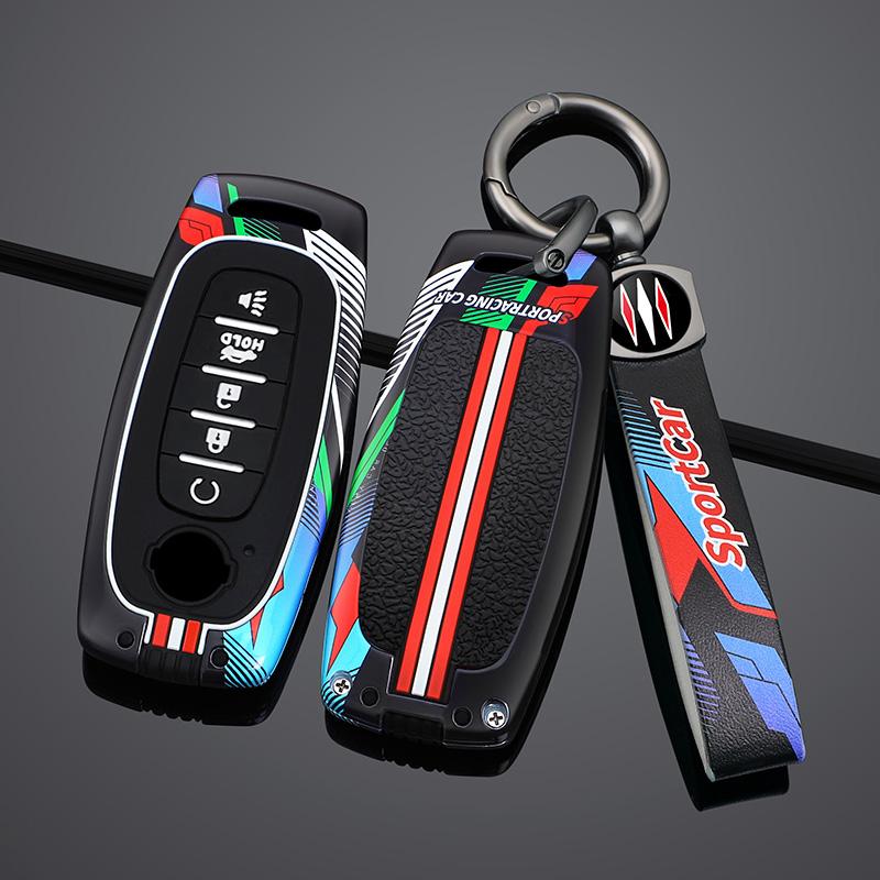 Styling Mouldings Zinc Alloy Car Remote Key Case Cover Fob For Nissan X-trail T33 Qashqai J12 Teana 2022 2023 Protect Shell Hold