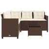 L shaped Garden Sofa Set with Table and Cushions Brown Poly Rattan