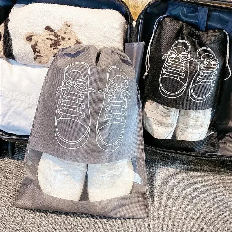 Shoes Storage Bag Closet Organizer Non Woven Travel Portable Bag Waterproof Pocket Clothing Classified Draw Hanging Bag Amagi