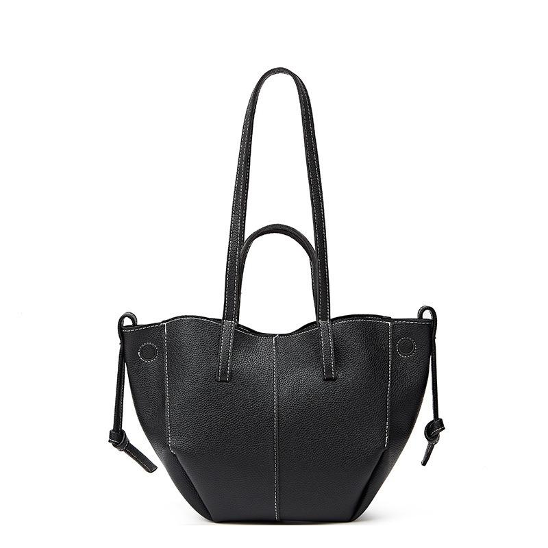 Lychee Pattern Soft Leather Large-capacity Tote Bag Fashionable Niche Design High-end Handbag Single Shoulder Wing Bag