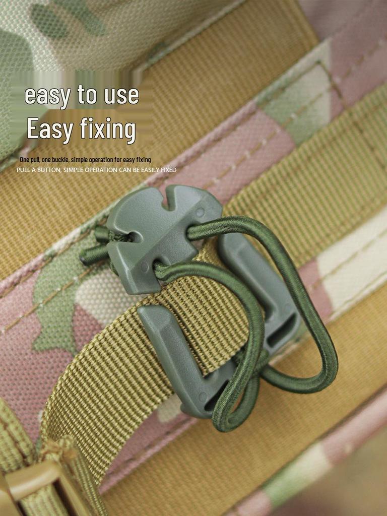 MOLLE System Elastic Rope Hook & Triangle Tie Buckle - Cord Winder & Webbing Organizer Clip.