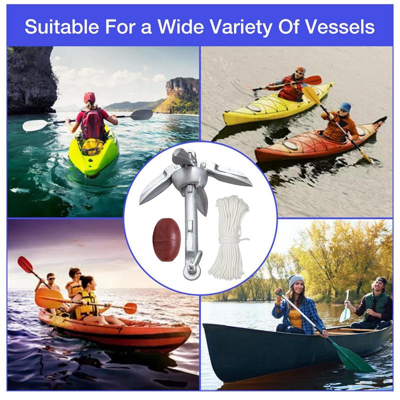 Kayak Anchoring Boat Anchoring System Kit Folding Retrievable Quick Release Boat Accessories For Lake Kayaking Rafting Dock