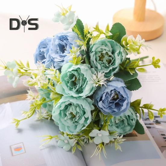 Simulare de textura clară Bujor Fără udare Atrăgător bricolaj Mireasa ținând în mână buchet de bujor fals