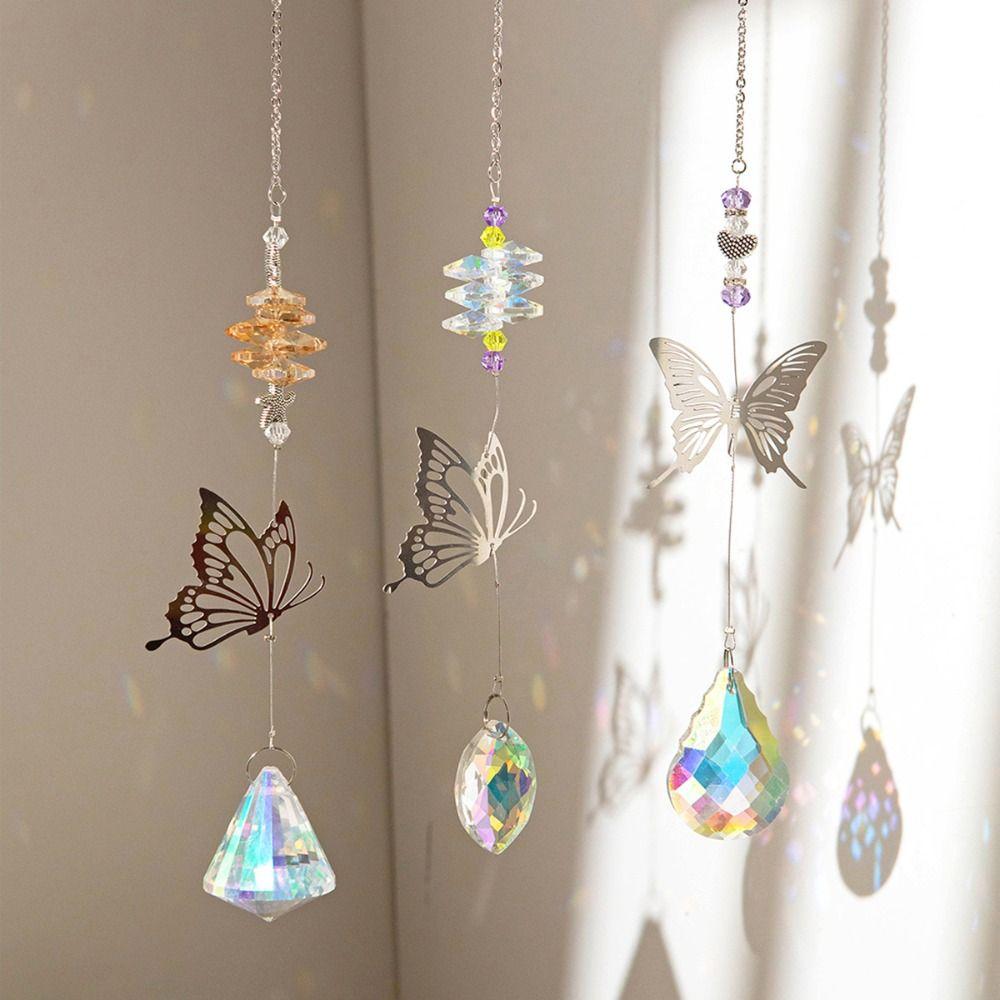 7Pcs Coloured Crystal Suncatcher Hanging Light Collection Pendant Wind Chime  Landscape