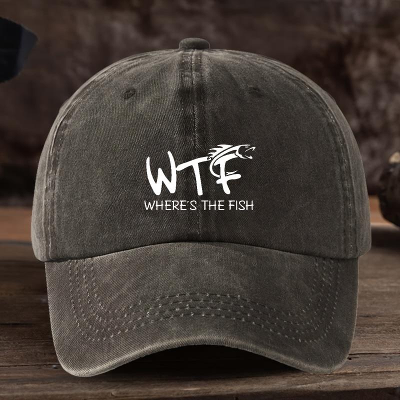 Unisexs Black Baseball Cap with WTF WHEREs THE FISH Dragon Design Breathable Mesh Back Adjustable Snapback Casual Outdoor H 1pc