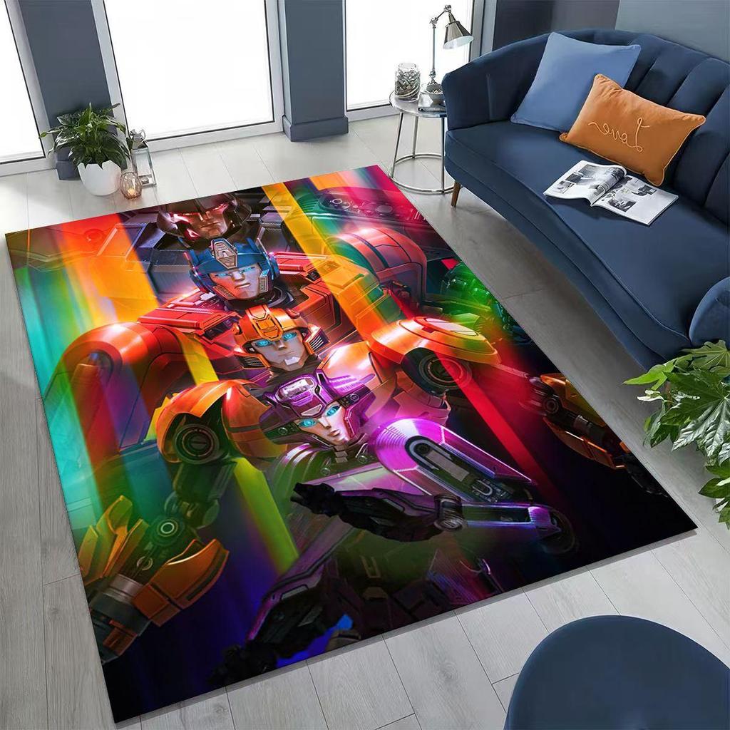 Cartoon T-Transformers Autobots Optimus Prime Rug for Bedroom Living Room Sofa Home Doormat Decor, Large Kids Non-slip Floor Mat