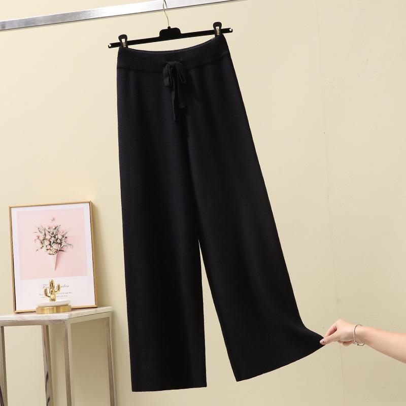 Women S High Waist Loose Fit Knit Wide Leg Pants For Autumn Winter