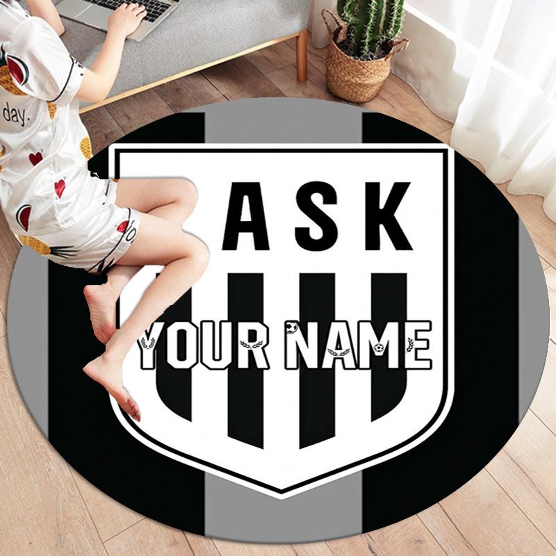 Ask Name Badge Custom Name Round Area Rug Carpet Rug For Living Room Bedroom Sofa Playroom Decor Nonslip Floor Mat