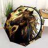 1pc Horse Sunflowers Automatic Opening/Closing Umbrella with Operation & Windproof Canopy yy260311022