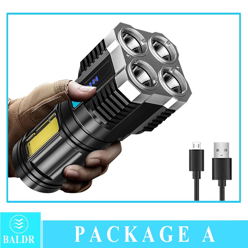 4-5 Core LED Flashlight COB Strong Side Light Outdoor Portable Home Torch USB Rechargeable Flashlight Lantern With Power Display