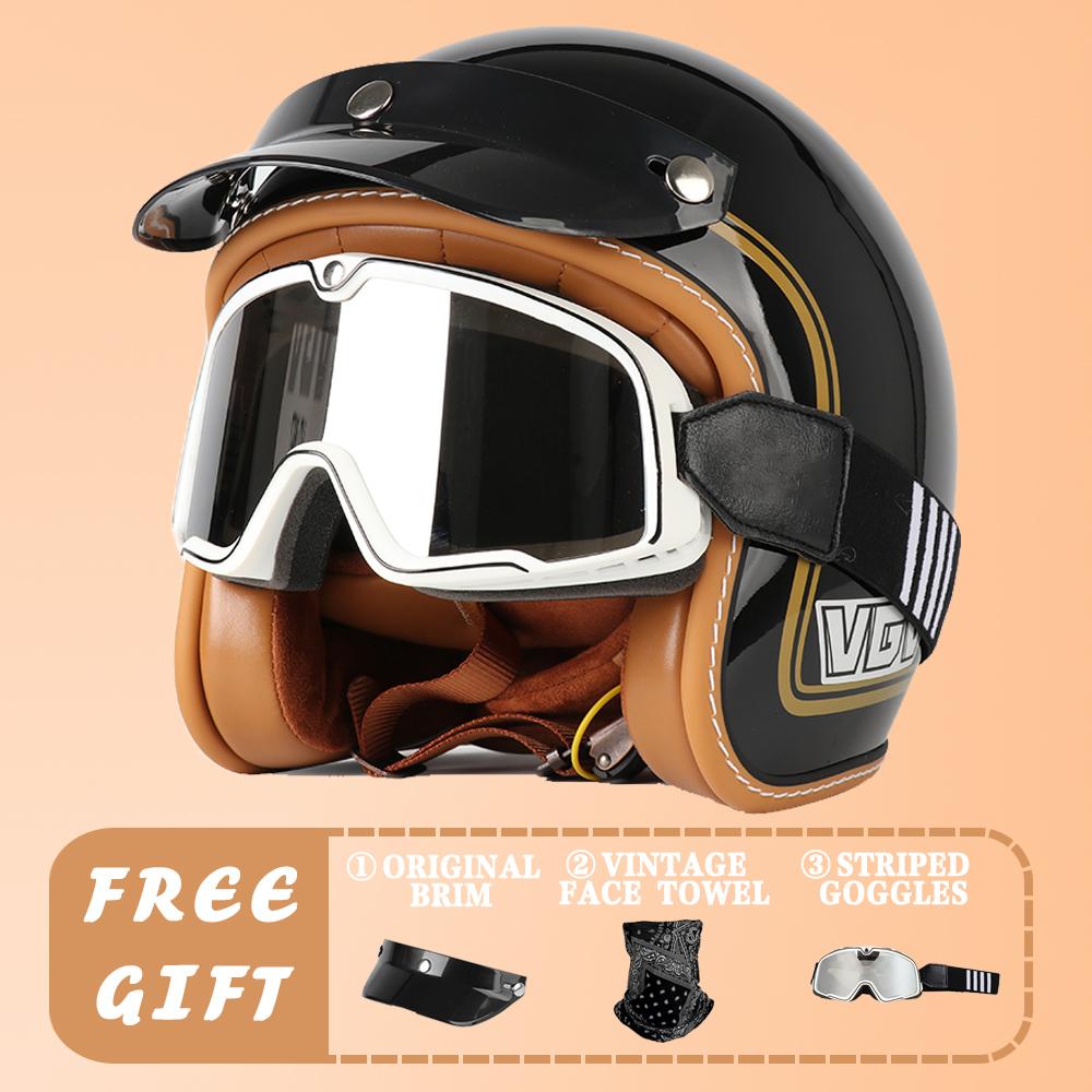 VGV DOT Certification Retro Prince Motorcycle Motorcycle Men and Women Japanese 3/4 Helmet Summer Electric Car Gourd Helmet Ridi