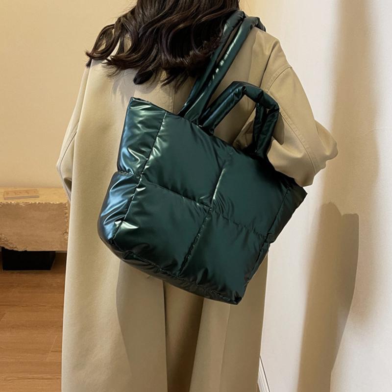 Large Capacity Underarm Bag Fashion Quilted Women Shoulder Bag Designer Space Padded Cotton Handbag Luxury Puff Shopper Tote