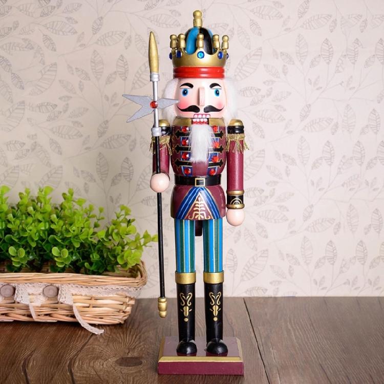 Colorful Wooden Nutcracker Soldier King Figurine Christmas Decor for Shelves