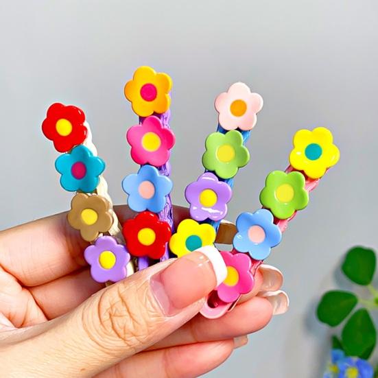 1/4Pcs Girl Hairpins Colorful Flower Decor Hair Clips Side Bang Hair Pins Plastic Material Hair Accessories