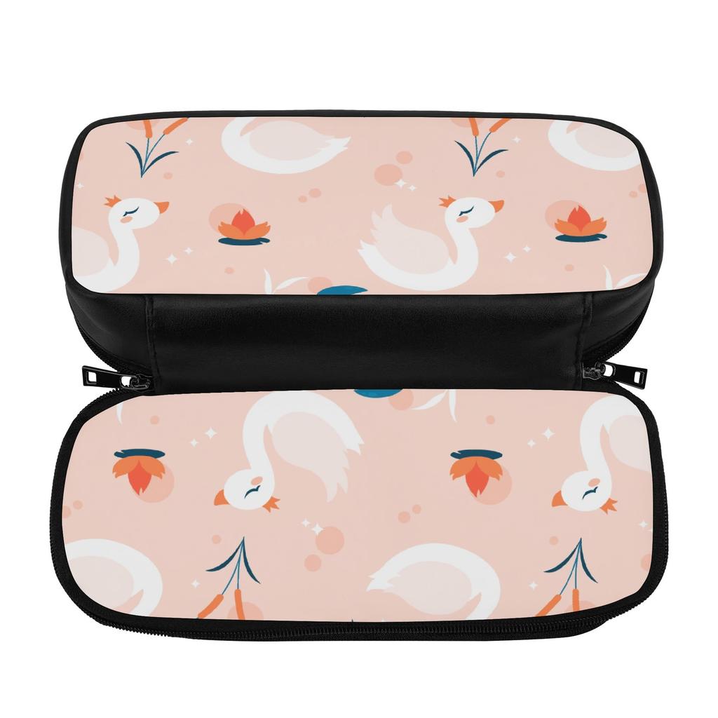 Sturdy PU Leather Stationery Case with Internal Divider Pocket for School Office Travel for Keeping Pens Secure