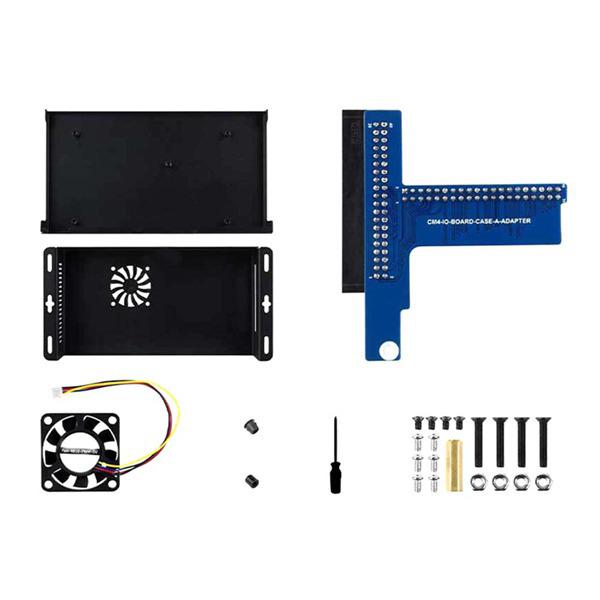 Black Metal Case with Fan for Raspberry Pi CM5 IO Expansion Board, 1 Set