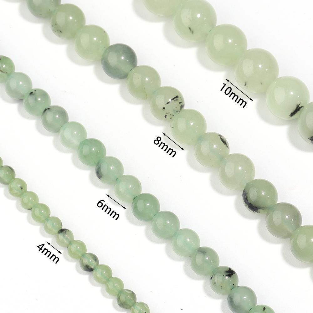 1 Strand 4/6/8/10mm Prehnite Stone Beads Green Color Natural Stone Beads Loose Beads For Jewelry Making DIY Bracelet Necklace
