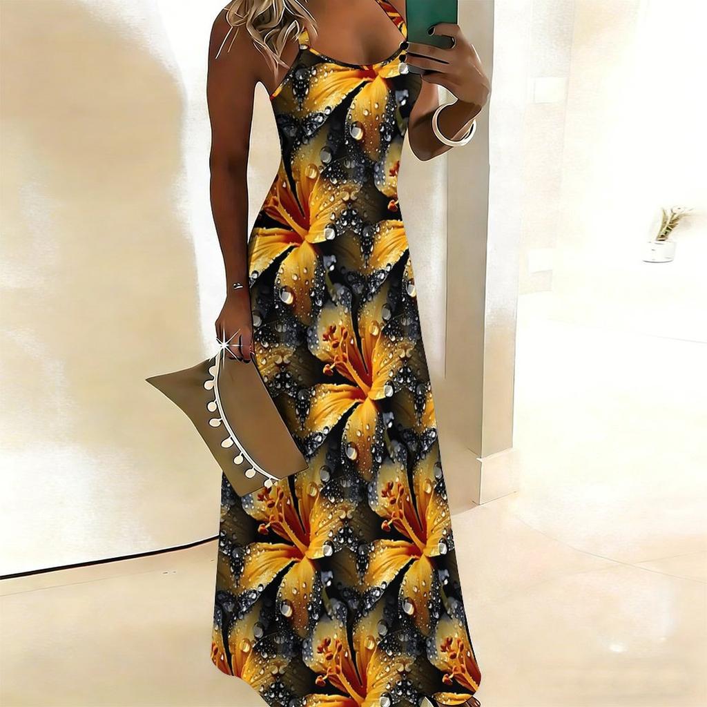 Women's Slip Dress Maxi Long Dress Flower Pattern Print Dress Spring & Summer Leisure Vacation