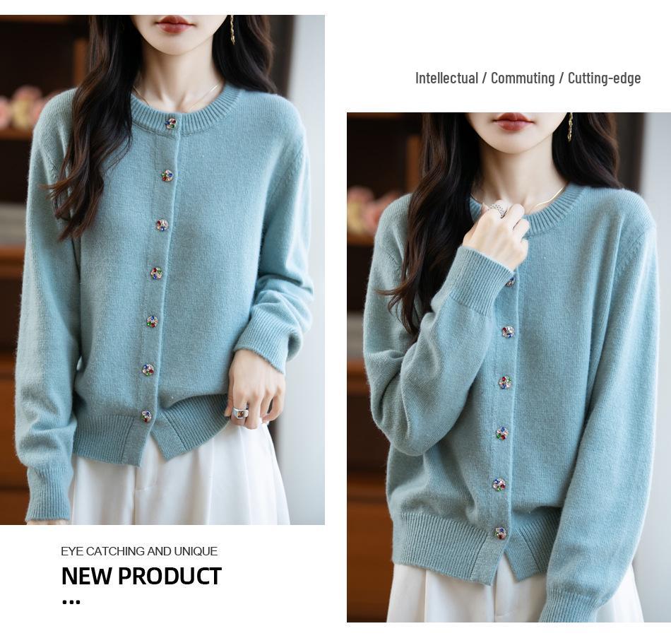 2025 Höst/Vinter Dam Plus Size Lösstickad Kofta - Långärmad High-End Tröja